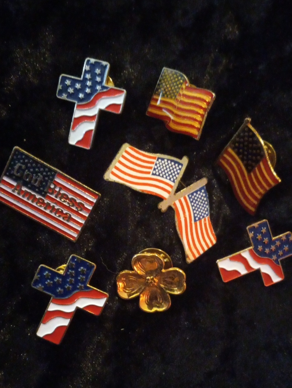 Patriotic American Flag Enamel Brooch - Red, White & Blue